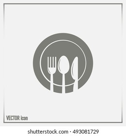 vector illustration sign with spoon, fork and knife