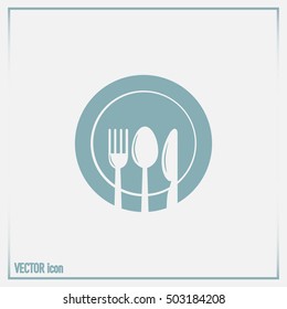 vector illustration sign with spoon, fork and knife