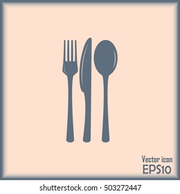 vector illustration sign with spoon, fork and knife.Menu card.