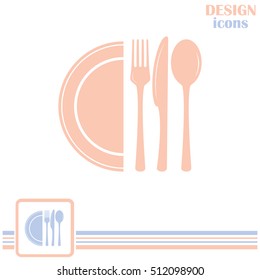 vector illustration sign with spoon, fork and knife.Menu card.