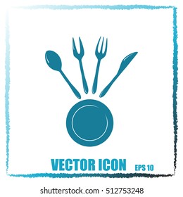 Vector illustration sign with spoon, fork and knife