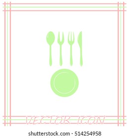 Vector illustration sign with spoon, fork and knife