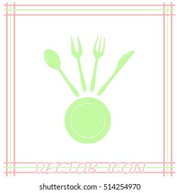 Vector illustration sign with spoon, fork and knife