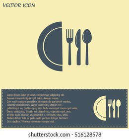 vector illustration sign with spoon, fork and knife