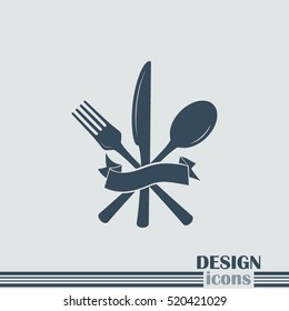 vector illustration sign with spoon, fork and knife.Menu card.