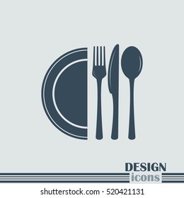vector illustration sign with spoon, fork and knife.Menu card.