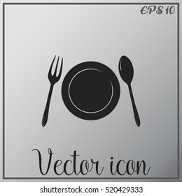 Vector illustration sign with spoon, fork and knife