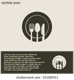 vector illustration sign with spoon, fork and knife