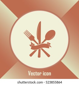 vector illustration sign with spoon, fork and knife.Menu card.