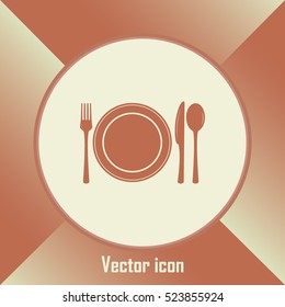 vector illustration sign with spoon, fork and knife.Menu card.