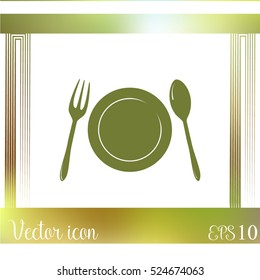 Vector illustration sign with spoon, fork and knife