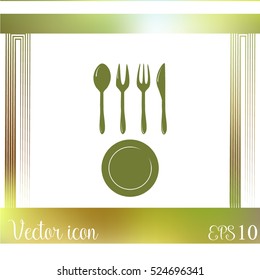 Vector illustration sign with spoon, fork and knife