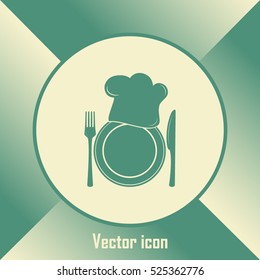 vector illustration sign with spoon, fork and knife.Menu card.