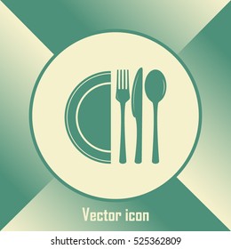 vector illustration sign with spoon, fork and knife.Menu card.