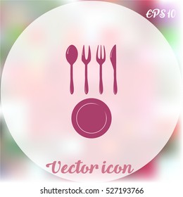 Vector illustration sign with spoon, fork and knife