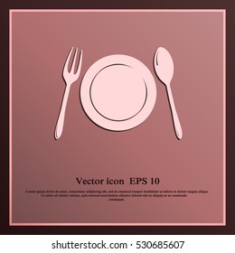 Vector illustration sign with spoon, fork and knife