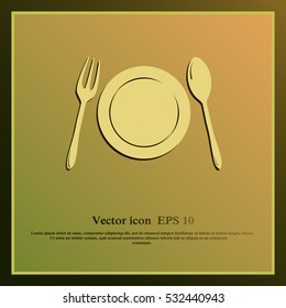 Vector illustration sign with spoon, fork and knife