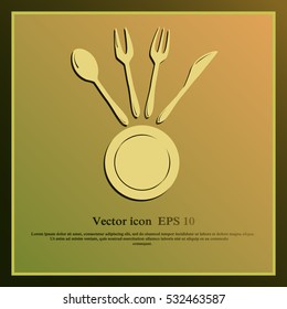 Vector illustration sign with spoon, fork and knife