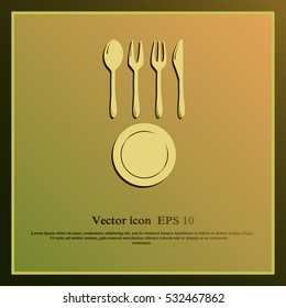Vector illustration sign with spoon, fork and knife