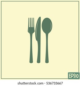 vector illustration sign with spoon, fork and knife.Menu card.