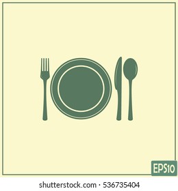 vector illustration sign with spoon, fork and knife.Menu card.