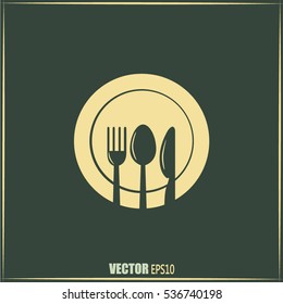 vector illustration sign with spoon, fork and knife