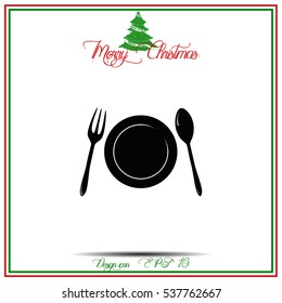 Vector illustration sign with spoon, fork and knife