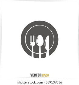 vector illustration sign with spoon, fork and knife