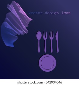 Vector illustration sign with spoon, fork and knife