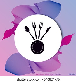 Vector illustration sign with spoon, fork and knife
