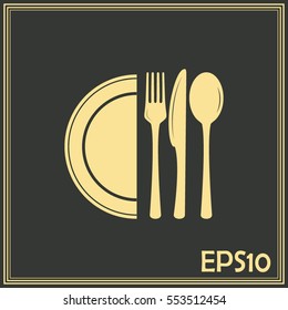 vector illustration sign with spoon, fork and knife.Menu card.