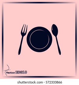 Vector illustration sign with spoon, fork and knife