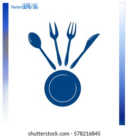 Vector illustration sign with spoon, fork and knife