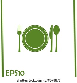 vector illustration sign with spoon, fork and knife.Menu card.