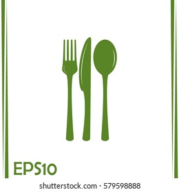 vector illustration sign with spoon, fork and knife.Menu card.