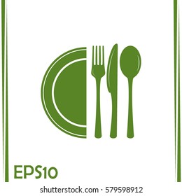vector illustration sign with spoon, fork and knife.Menu card.
