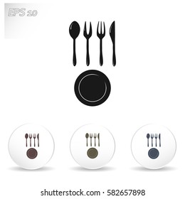 Vector illustration sign with spoon, fork and knife