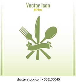 vector illustration sign with spoon, fork and knife.Menu card.