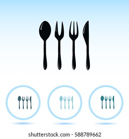 Vector illustration sign with spoon, fork and knife