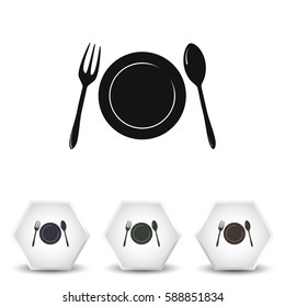 Vector illustration sign with spoon, fork and knife
