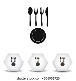Vector illustration sign with spoon, fork and knife