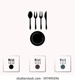 Vector illustration sign with spoon, fork and knife