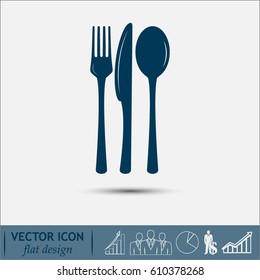 vector illustration sign with spoon, fork and knife.Menu card.