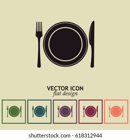 vector illustration sign with spoon, fork and knife.Menu card.