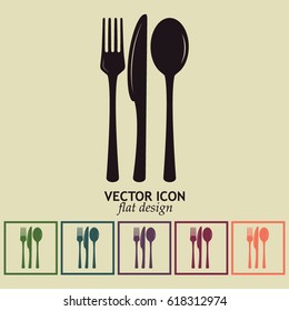 vector illustration sign with spoon, fork and knife.Menu card.