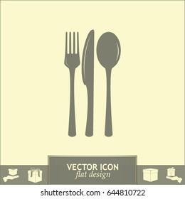 vector illustration sign with spoon, fork and knife.Menu card.