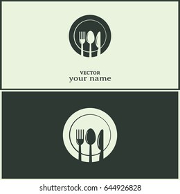 vector illustration sign with spoon, fork and knife