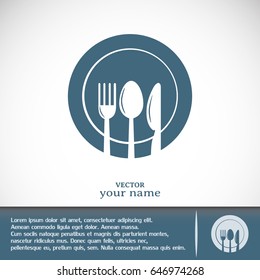 vector illustration sign with spoon, fork and knife