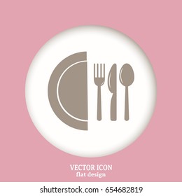 vector illustration sign with spoon, fork and knife
