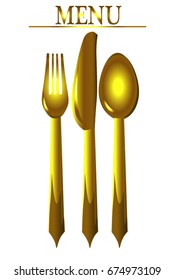 vector illustration sign with spoon, fork and knife.Menu card.